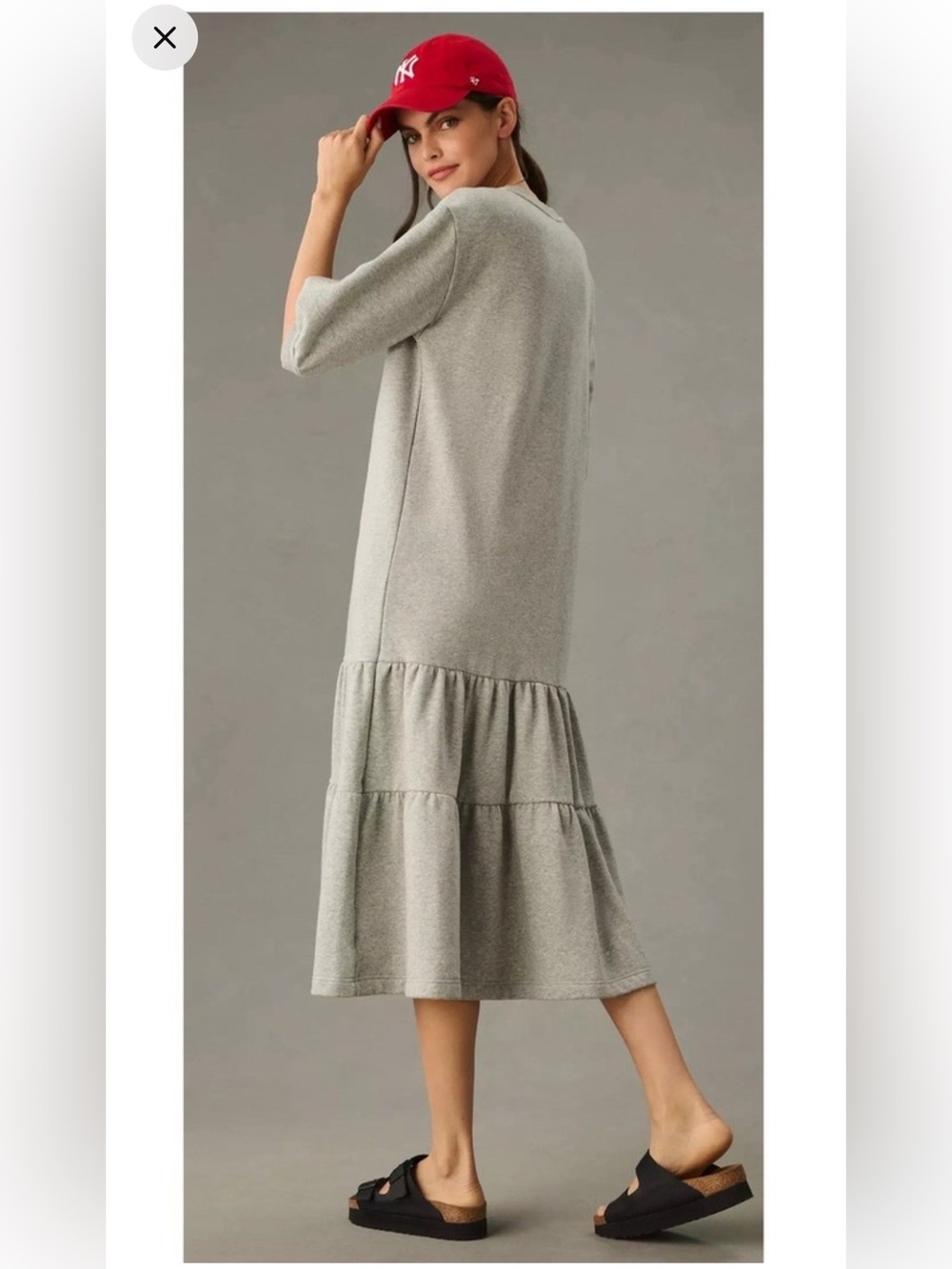 Anthropologie Daily Practice Grey Tiered Midi Sweatshirt Dress - Picture 2 of 10